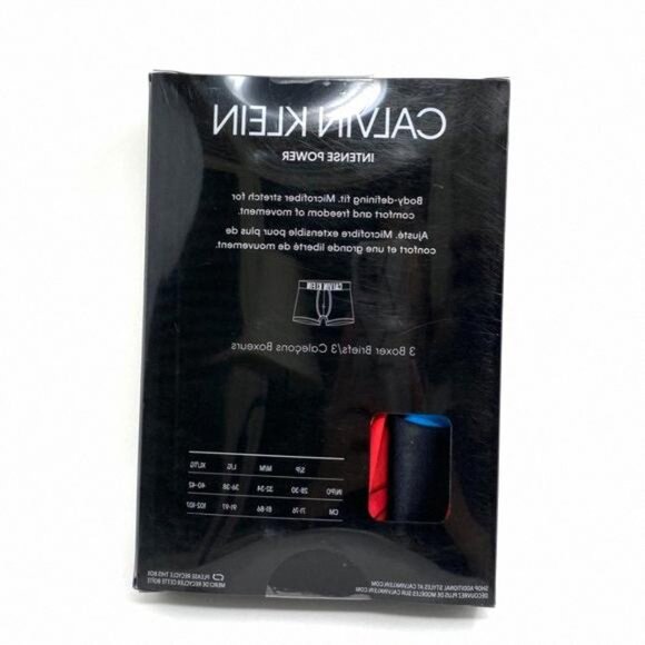 🌿Sale🌿 Calvin Klein 3-PACK Boxer Briefs Microfiber NB2594916 Men's Red Blue - Picture 7 of 9